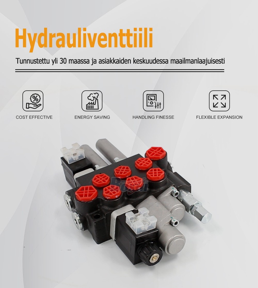 P40-BOT-BQTW1-DCOT Solenoid and Cable 3 Spool Monoblock Valve